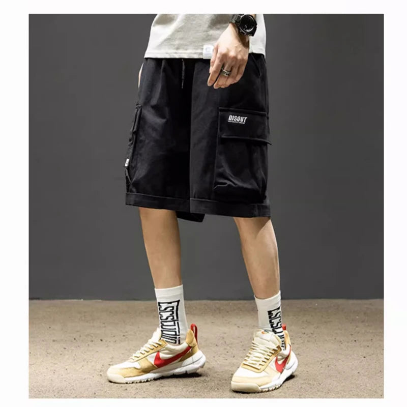 Overalls short men's summer style baggy straight cropped pants