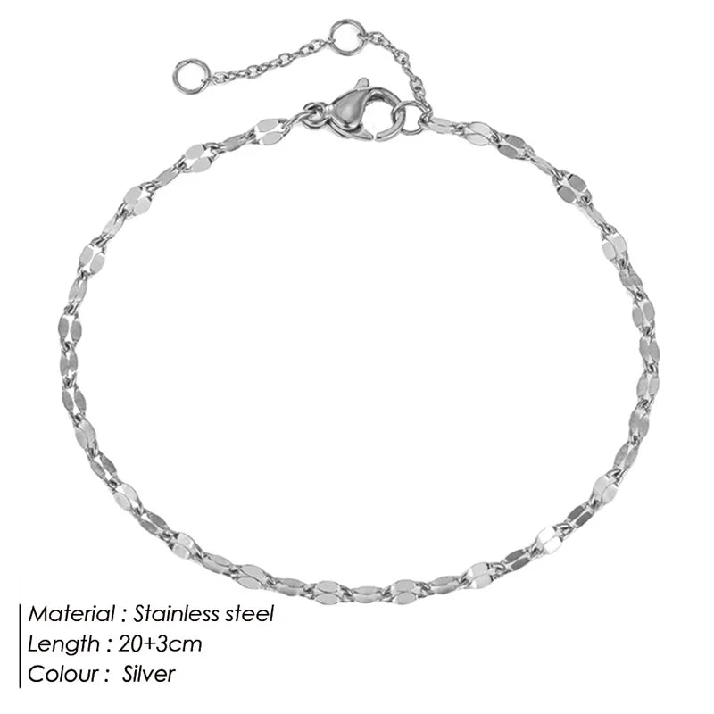 Stainless Steel Fish Lips Chain Anklet For Women Summer Beach Foot Jewelry On The Leg Minimalist Anklets Female