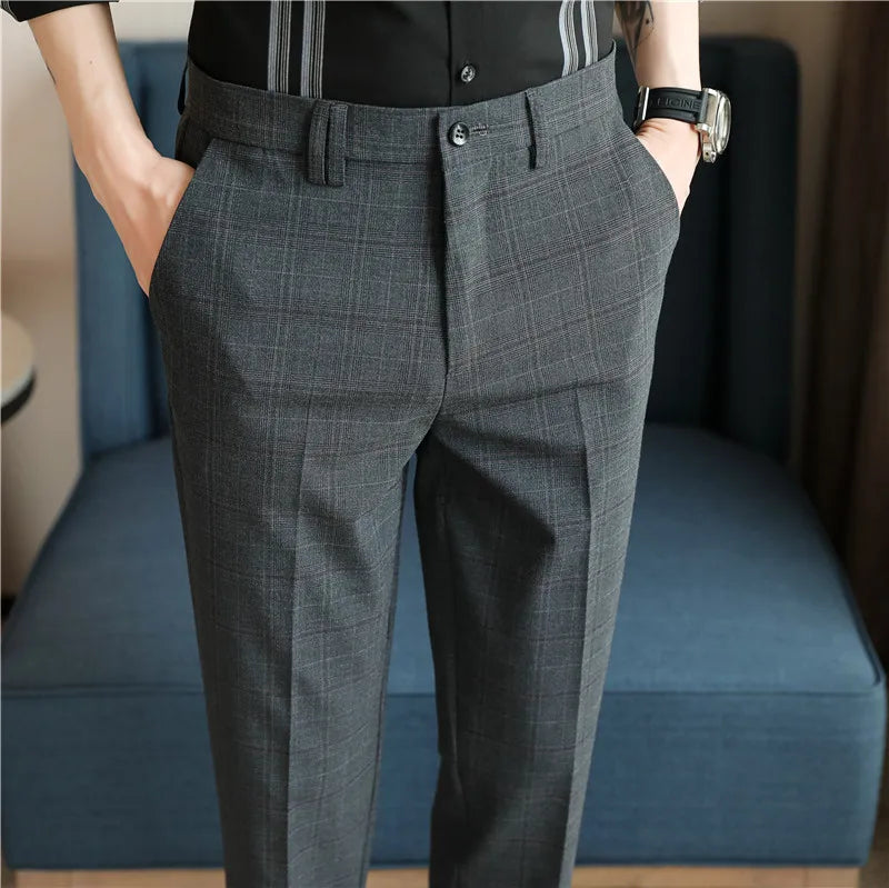 Fashion Dress Pants Men's British Style Business Formal Straight Trousers Slim Casual Spring Streetwear Suit Pants Mens Clothing