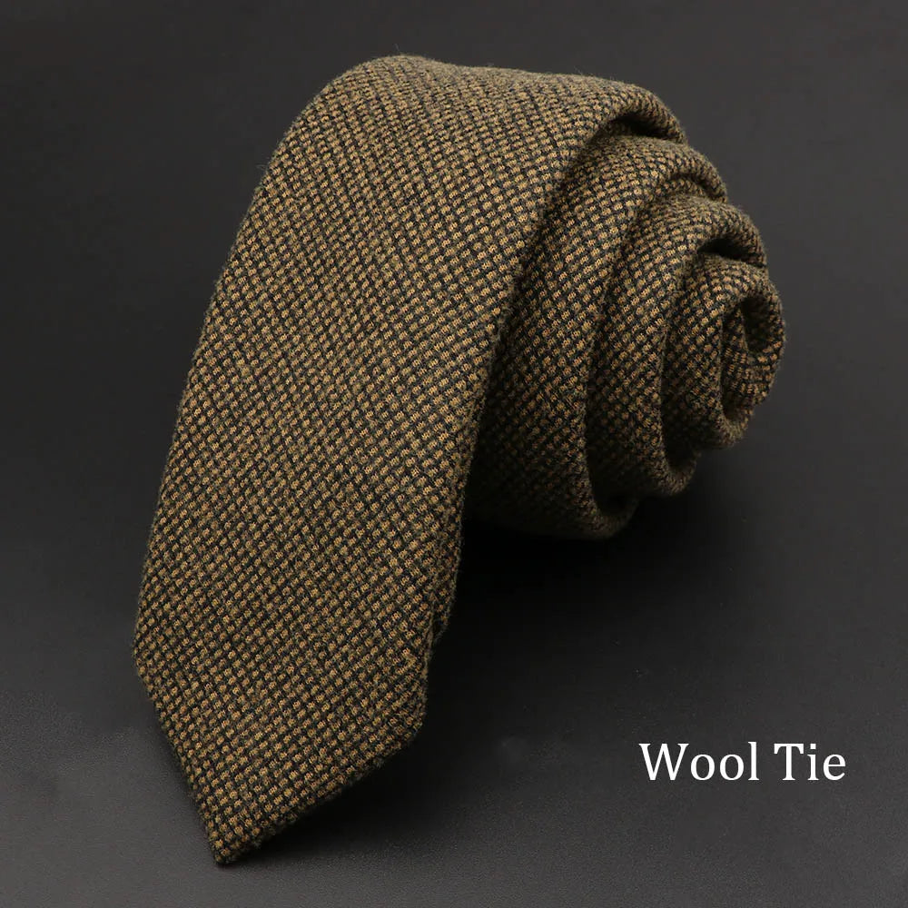 Solid Cotton Handmade Wool Ties Men Necktie Striped Narrow Collar Slim Cashmere Casual Tie Accessories