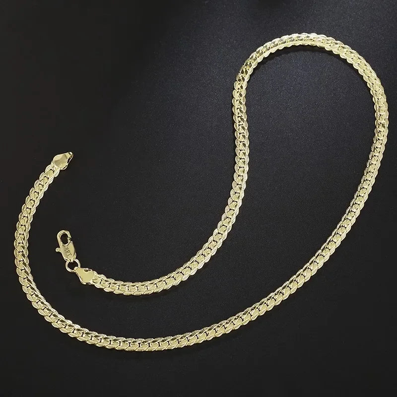 925 Sterling Silver 5MM 18K Gold Full Sideways Figaro Chain Necklace For Woman Man Fashion Jewellery Gifts