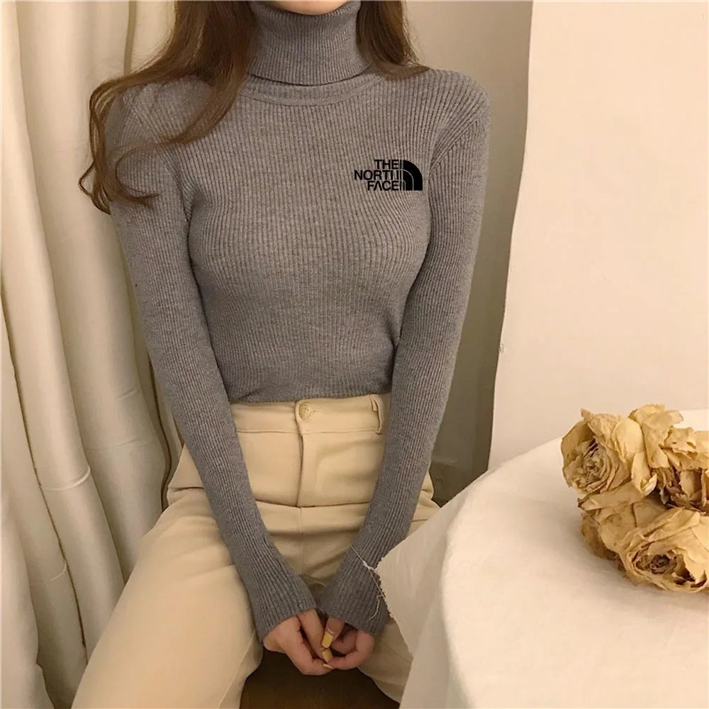 Warm Thick Autumn Winter Women Sweater Pullover Basic Ribbed Sweaters Cotton Tops Knitted Solid Turtleneck