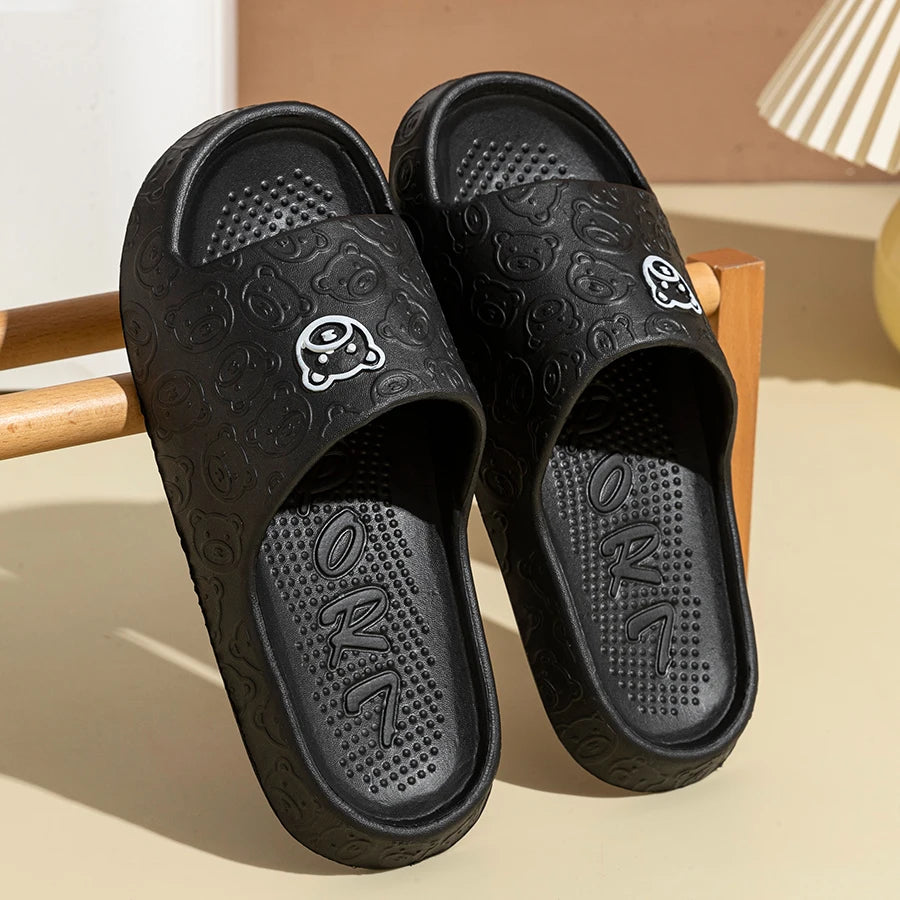 Fashion Men's Slippers Printing Little Bear Sandals Indoor Bathroom Non-slip Soft Women Dormitory Casual Shoes Couple