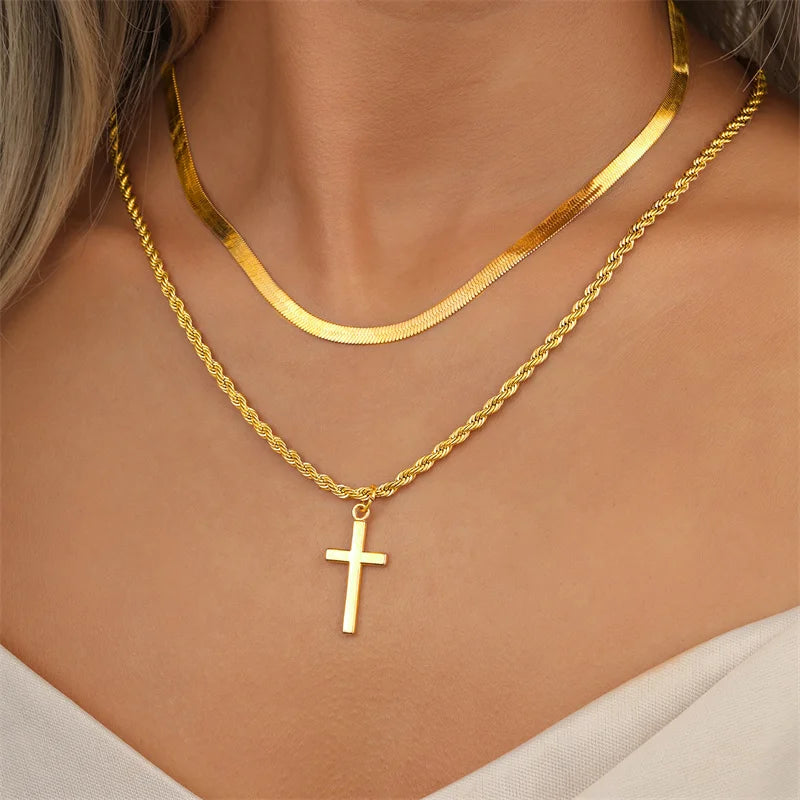 New Cross Pendant Necklace Unisex Minimalist Color Jewellery Male Necklaces Chokers Gifts (unisex)