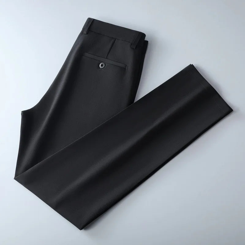 lightweight business casual pants with micro elasticity men's quick-drying pants new straight leg office black deep blueprint