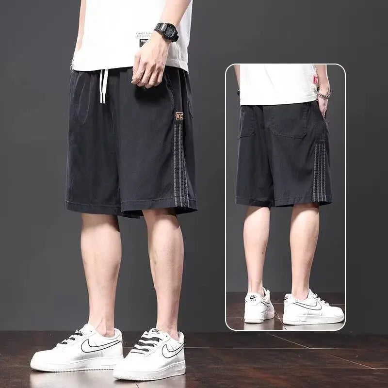 Overalls short men's summer style baggy straight cropped pants