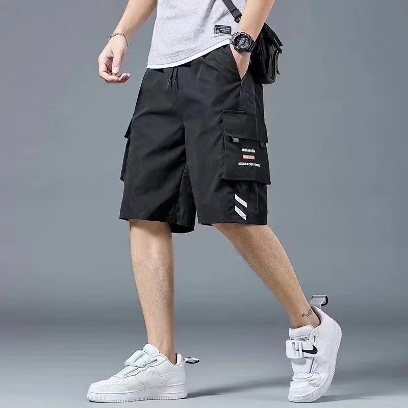 Overalls short men's summer style baggy straight cropped pants