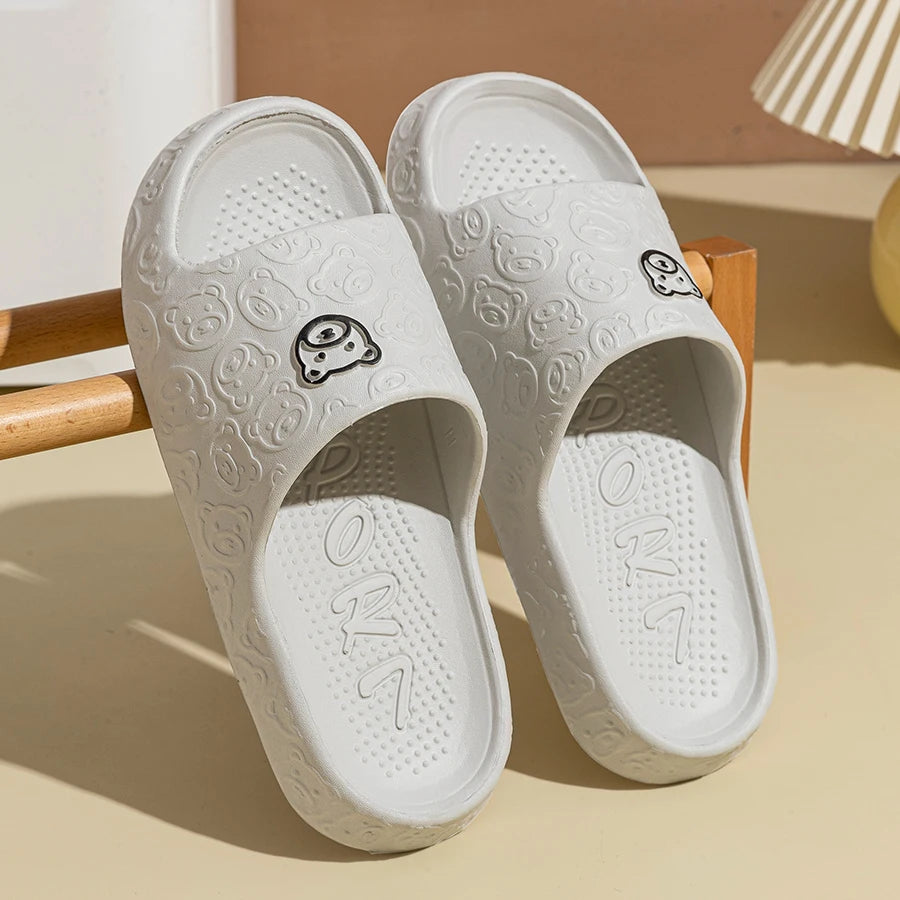 Fashion Men's Slippers Printing Little Bear Sandals Indoor Bathroom Non-slip Soft Women Dormitory Casual Shoes Couple