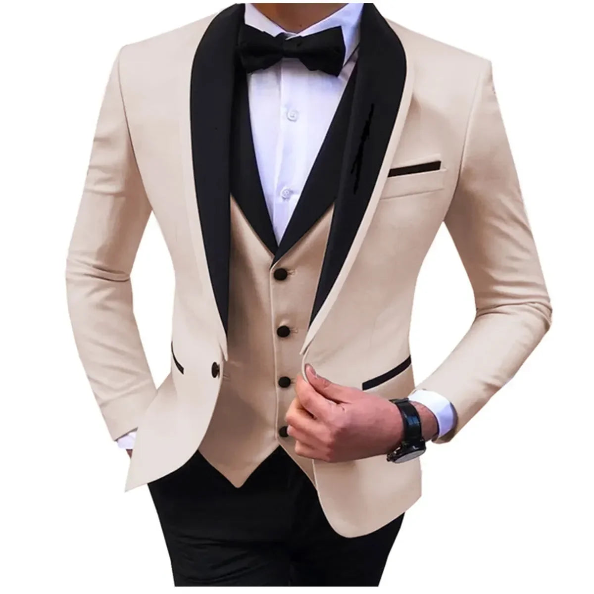 Mens Suits Men 3 Piece Tuxedos (Blazer+Vest+Pant)