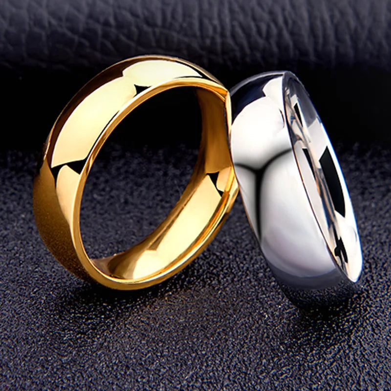 Simple 6mm Titanium Ring Women Men Prevent Allergy High Polished Wedding Rings Stainless Steel Couple Finger Jewellery