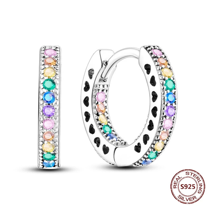 Purple Zircon Hoop Earrings 925 Sterling Silver Original U-shaped Liquid Metal Love Heart Fashion Earrings For Women Jewellery