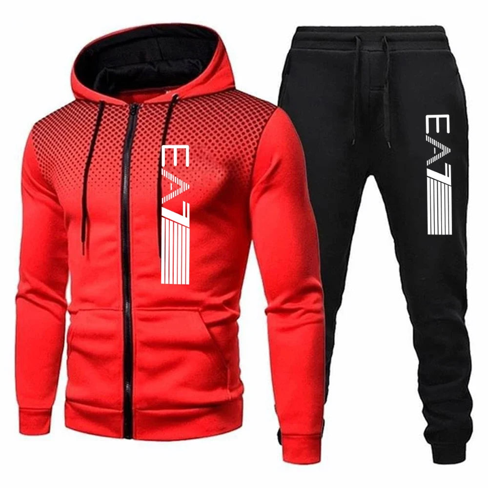 Men's Suit Two-Piece Tracksuit Casual Sports Jacket+Trousers Harajuku Sports Suit Autumn Winter Hoodie Sportswear