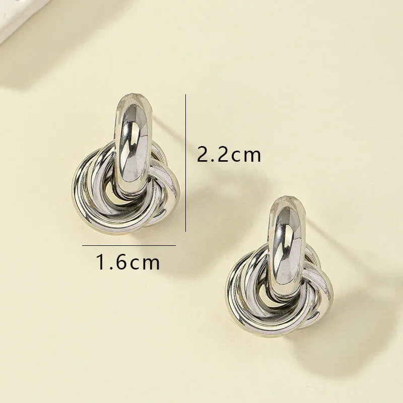 Gold SIlver Color Knot Hoop Earring for Women Fashion Shiny Plating Trendy Twist Stud Earring Stud Cute Daily Wear Jewellery