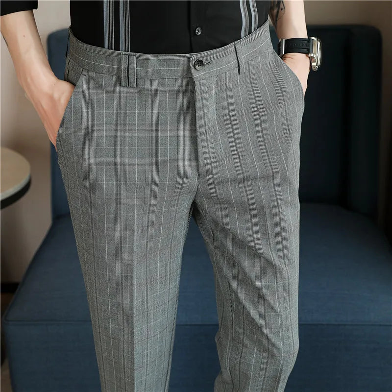 Fashion Dress Pants Men's British Style Business Formal Straight Trousers Slim Casual Spring Streetwear Suit Pants Mens Clothing