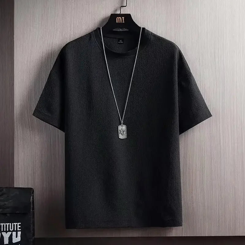 Men's Ice Silk Short Sleeve T-shirt Summer Thin Style Top Body T-shirt Trendy Brand Loose Fit Half Sleeve