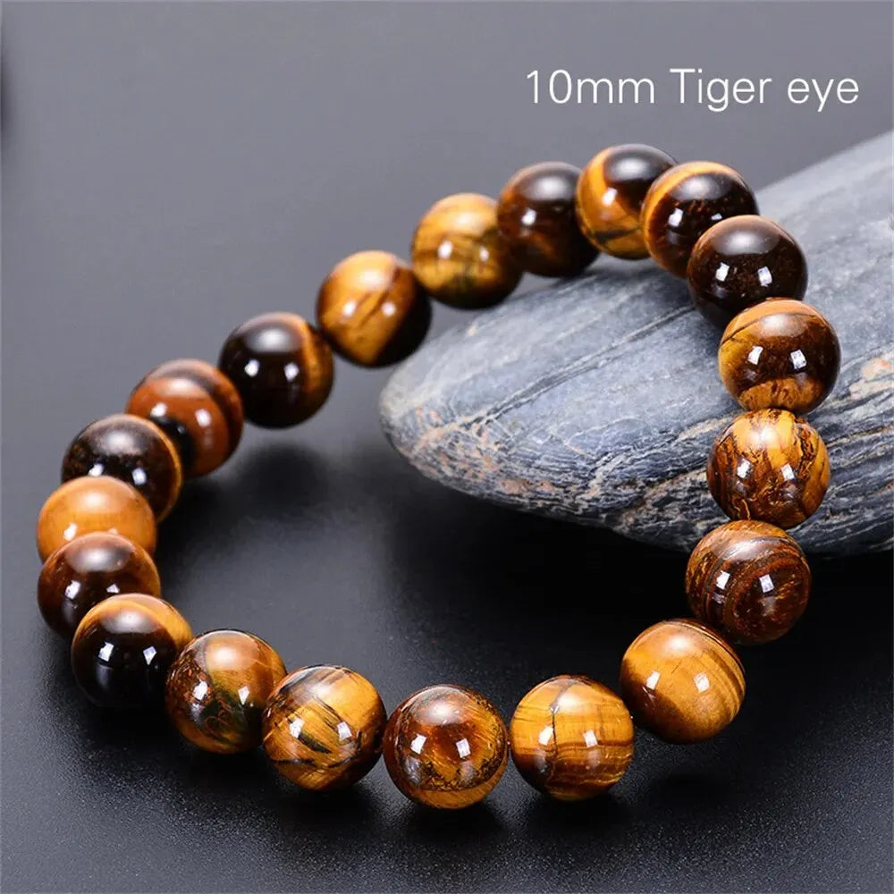 Kirykle Fashion Tiger Eye Bangles Men Natural Energy Stone Beads Reiki Healing Bracelets Jewellery Pulseras Gifts