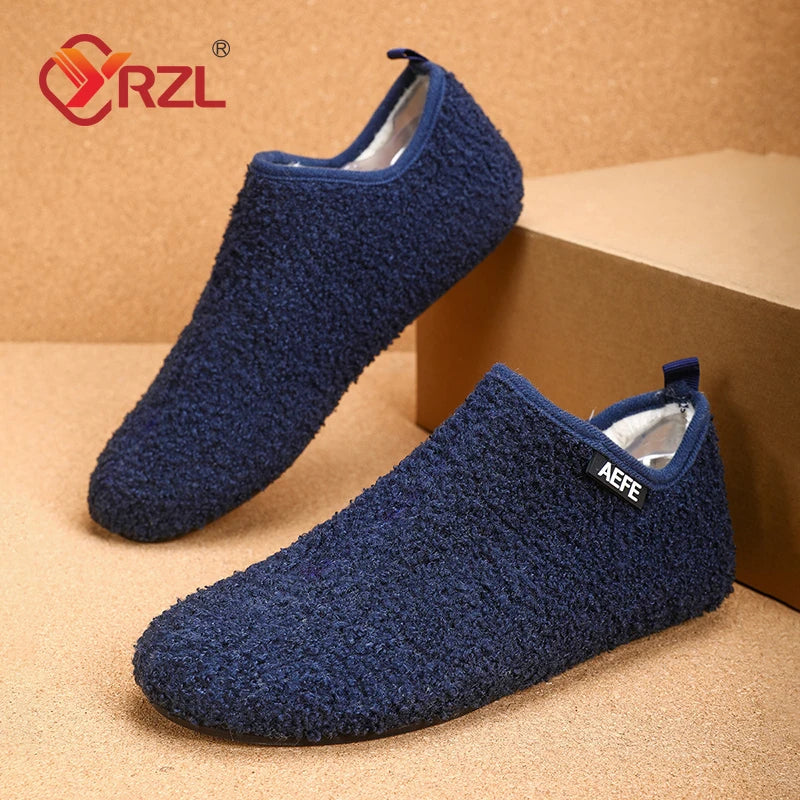 Winter Cotton Shoes Men Warm Slip on Lightweight Winter Slippers Men Plush Bedroom Home Cotton Loafers Men Warm Shoes