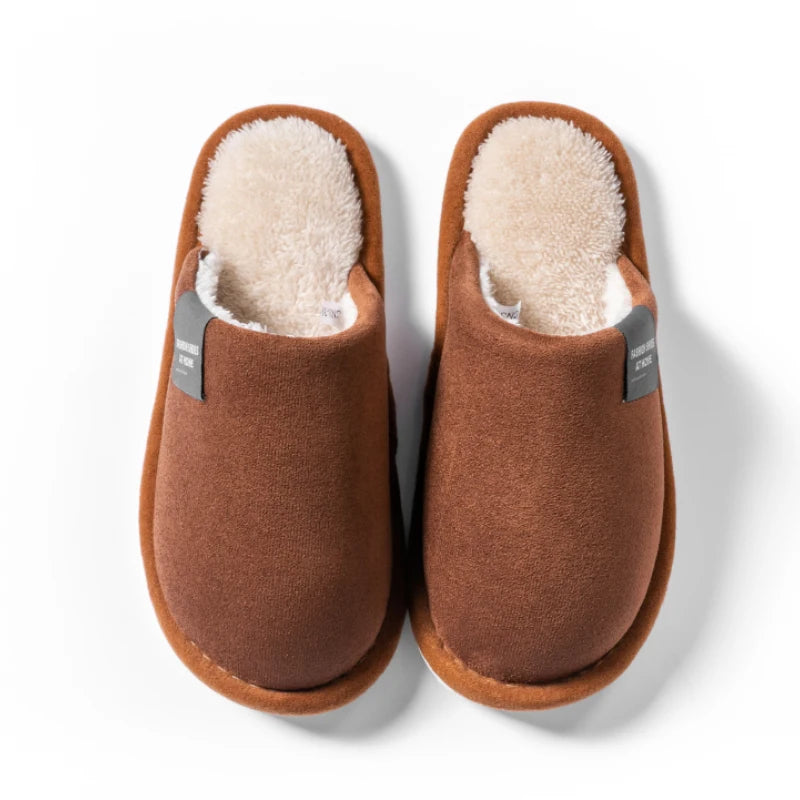 Winter Warm Slippers Men House Non Slip Soft Shoes Comfortable Flat Heel Home Indoor Bedroom Plush Slippers Bedroom Female shoes