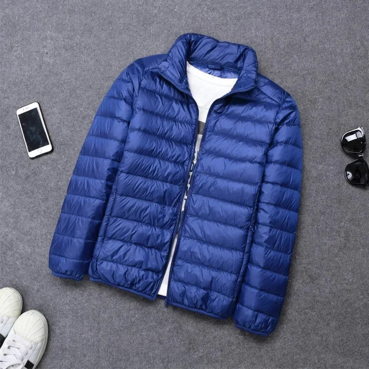 New Men's Lightweight Hooded Cotton-Padded Coat Warm Fashionable Cropped Casual Portable Stand Collar Cotton Jackect