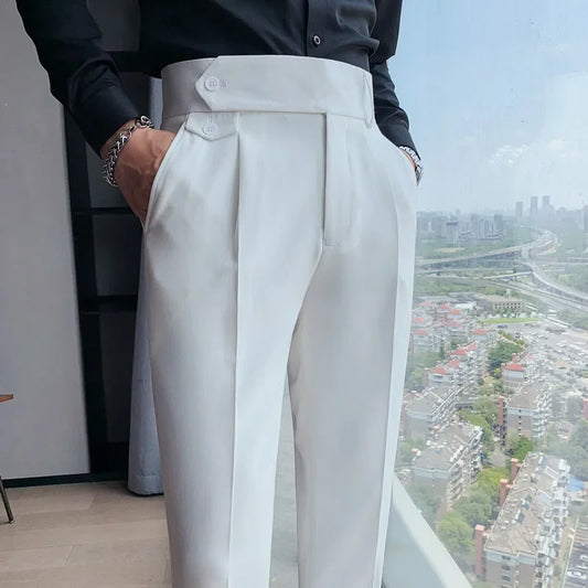 Men's Nine-Point Two-Piece Suit Pants Loose Fit Business Casual Straight Leg Lightweight Trousers Anti-Wrinkle Smooths