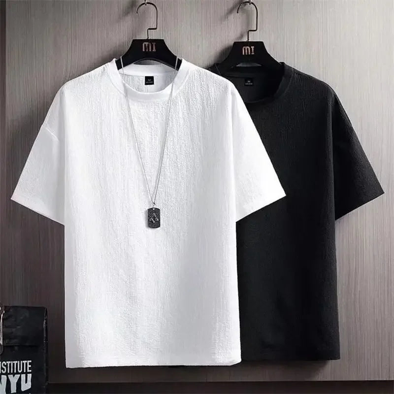 Men's Ice Silk Short Sleeve T-shirt Summer Thin Style Top Body T-shirt Trendy Brand Loose Fit Half Sleeve