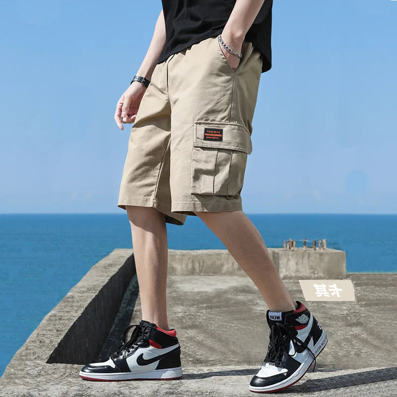 Cargo Shorts Summer Male Lounge Short Pants Multi Pockets Male Casual Straight Shorts Work Shorts Streetwear Sweatpants