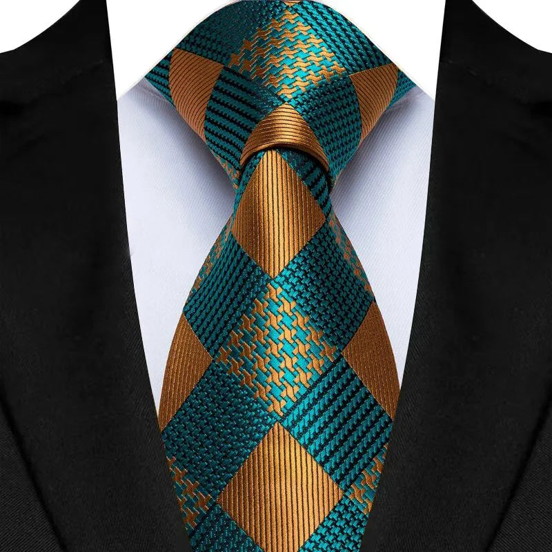 Luxury 8CM Mens Necktie Green Color Stripes Floral Solid Ties For Man Groom Jacquard Woven Neck Tie For Business Wedding Party