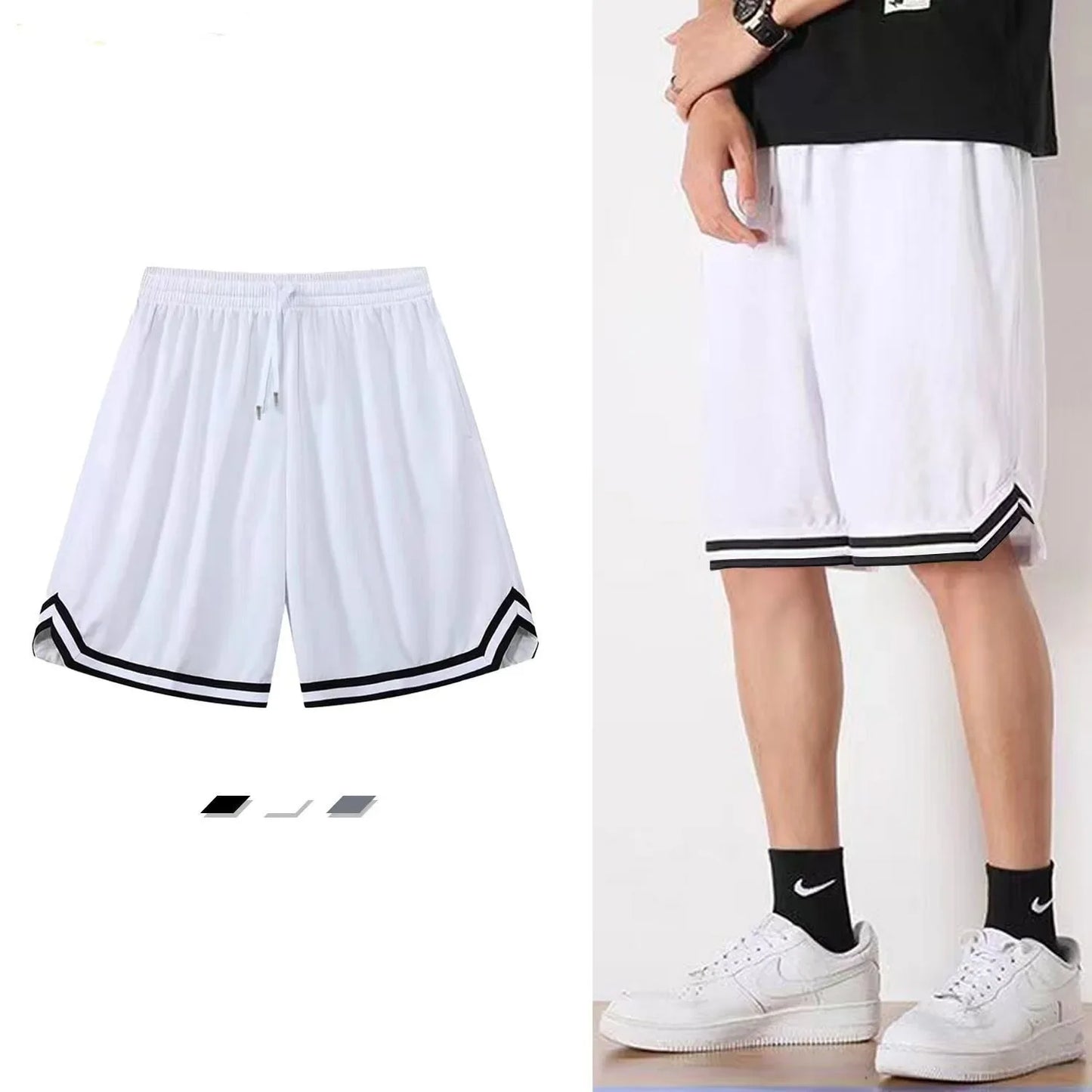 American Style Ultra-thin Ice Silk Mesh Shorts Men's Loose-fit Casual Large Pants Quick-drying Fitness Basketball Shorts