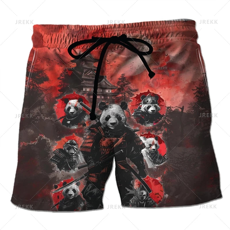 3D Japanese Samurai Warrior Printing Beach Shorts For Men Fashion Cool Streetwear Swimming Trunks Mens Clothing