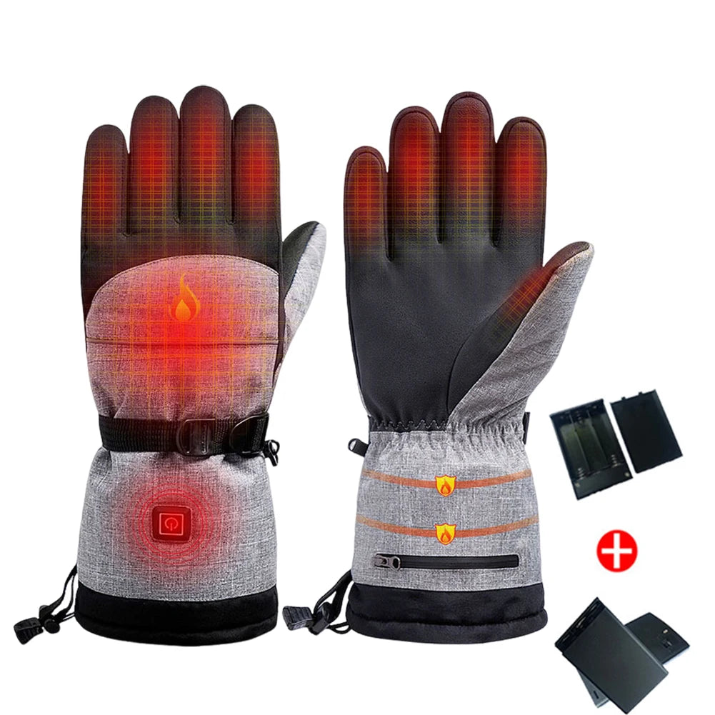 1Pair Winter Heating Gloves 5000mAh Battery Electric Cold Weather Heating Gloves Anti-Slip Waterproof Rechargeable