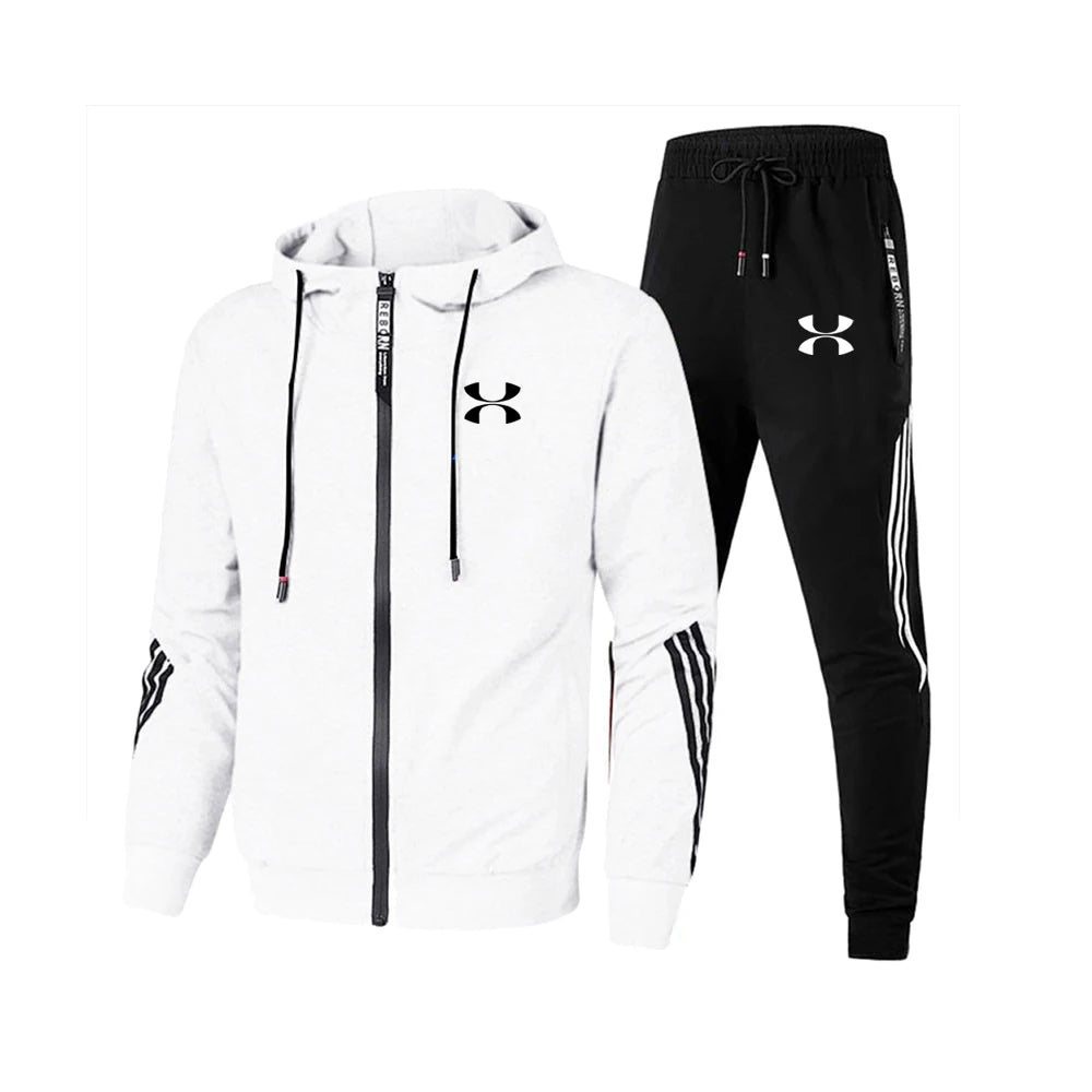 Men Tracksuits Sets Long Sleeve Hoodie+Jogging Trousers 2 Piece Fitness Running Suits Sportswear Casual Clothing