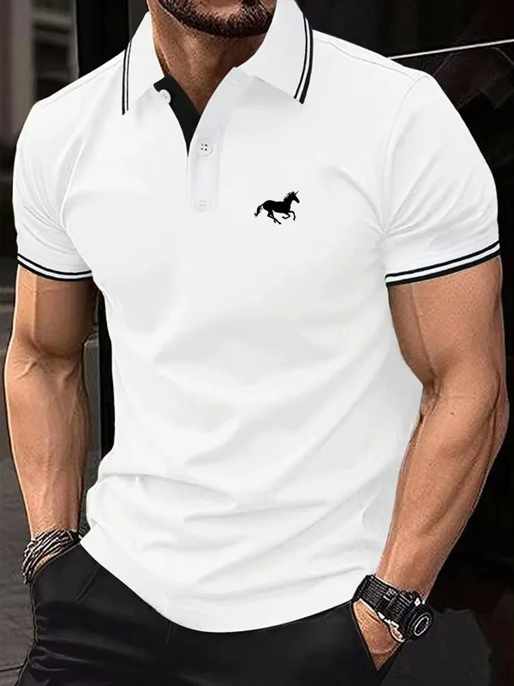 New Men's T-shirt Classic Short-sleeved Polo Shirt Summer Top Casual T-shirt Button Lapel Super Large S-3XL Casual Polo Shirt