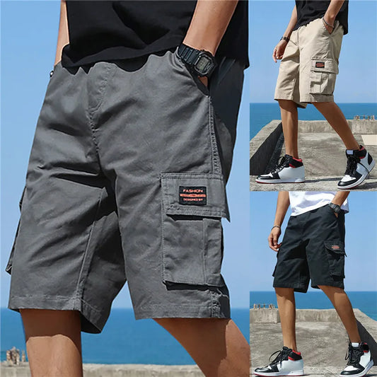 Cargo Shorts Summer Male Lounge Short Pants Multi Pockets Male Casual Straight Shorts Work Shorts Streetwear Sweatpants