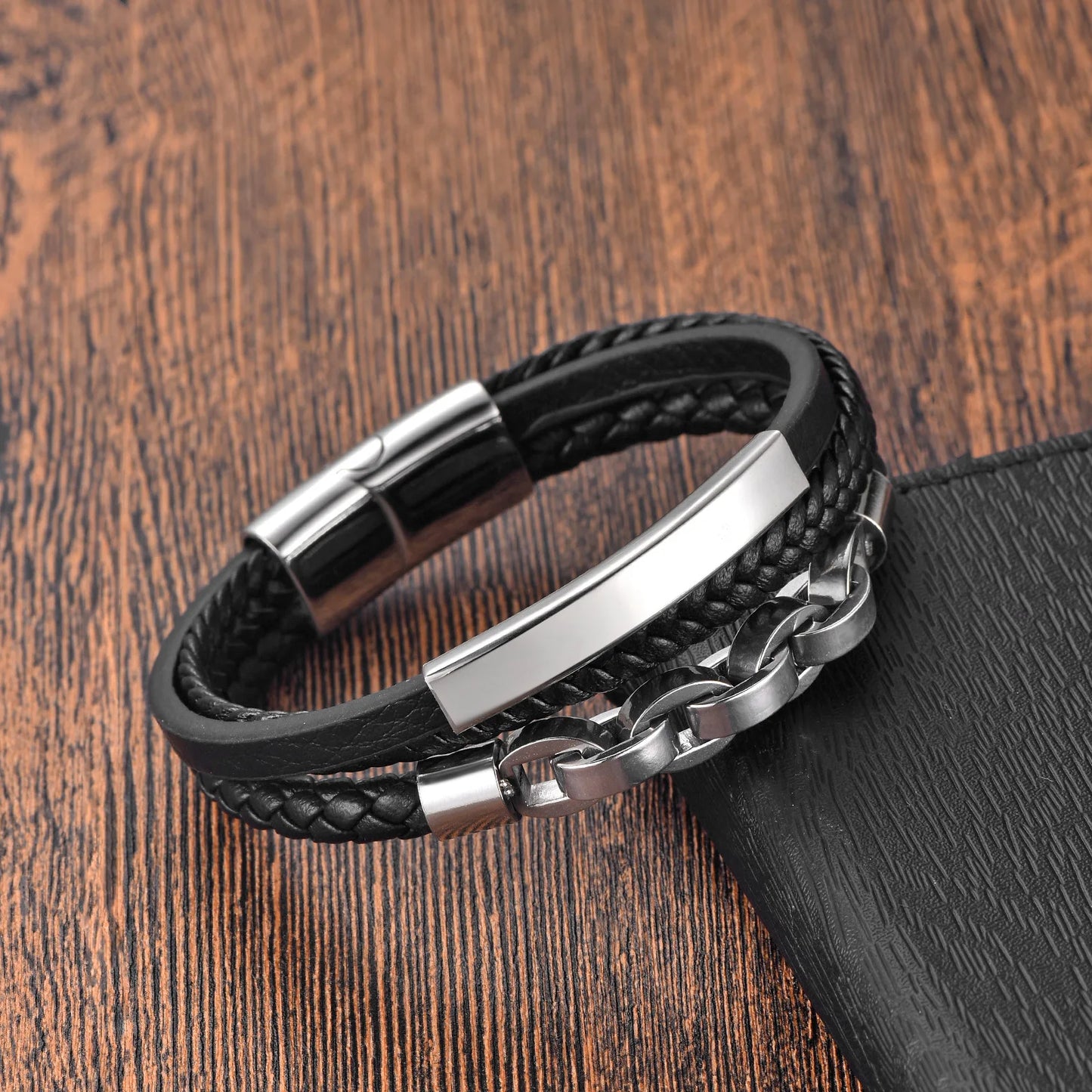 Leather Bracelet Infinity Shape Special Popular Pattern Men's Bracelet for Men Stainless Steel Jewellery Accessories Gift