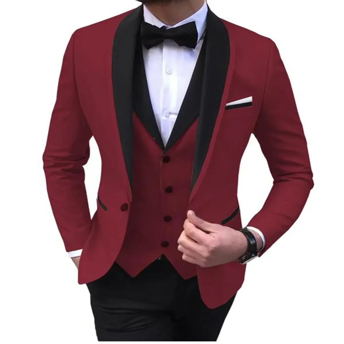 Mens Suits Men 3 Piece Tuxedos (Blazer+Vest+Pant)