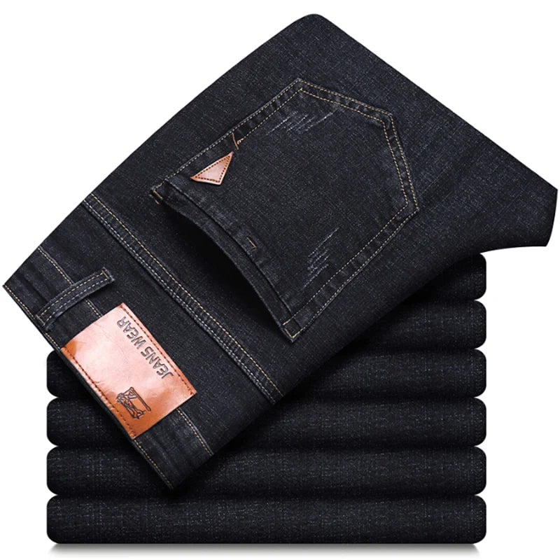 Fashion Straight Jeans Men 2024 New Stretch Slim Fit Pants Comfortable Soft Business Denim Trousers Male Brand Clothing