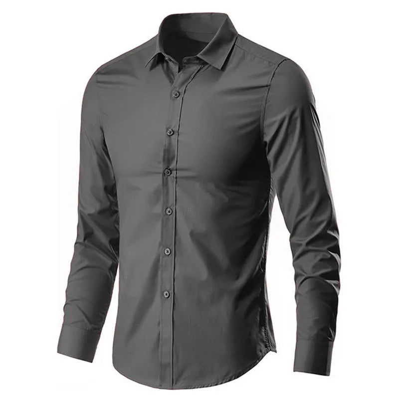 Social men's shirt Long sleeve non-ironing Business is decorated professional office casual easy to care solid color shirt