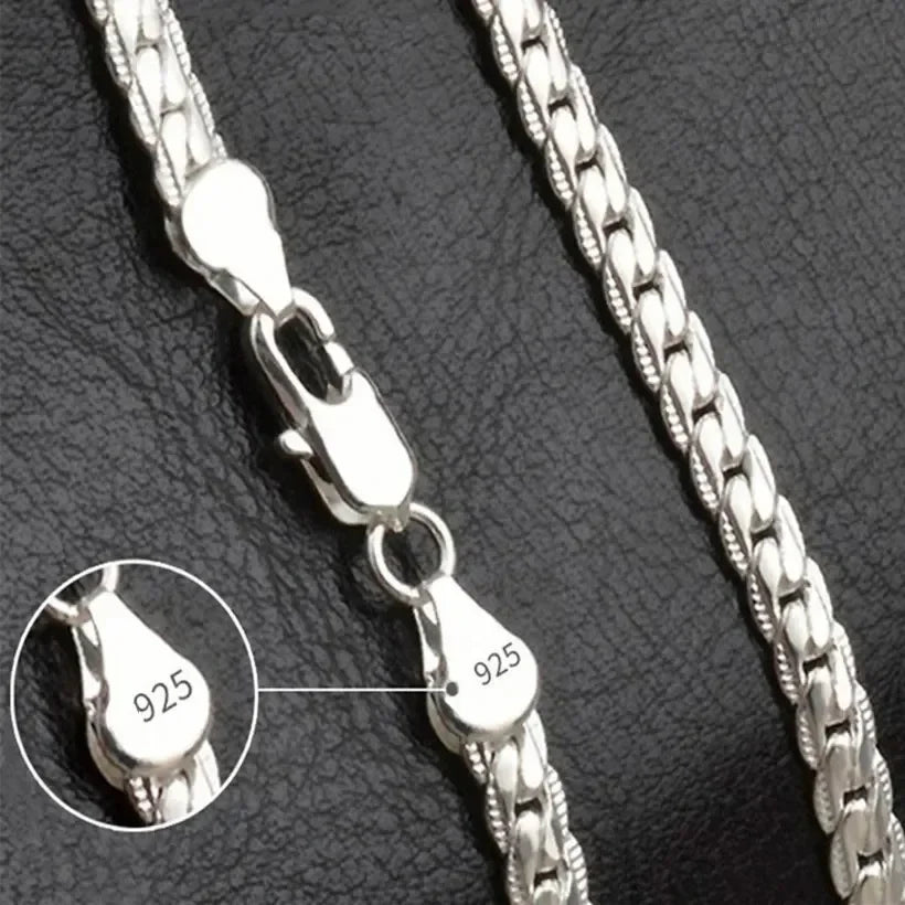 925 Sterling Silver 5MM 18K Gold Full Sideways Figaro Chain Necklace For Woman Man Fashion Jewellery Gifts