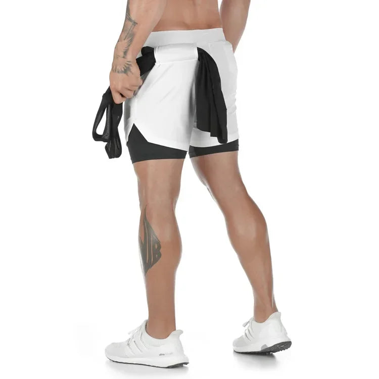 Running Shorts Men Gym Sports Shorts 2 In 1 Quick Dry Workout Training Gym Fitness Jogging Short Pants Summer Men Shorts