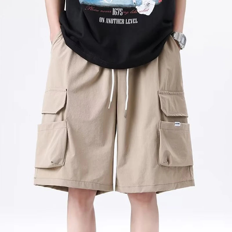 Overalls short men's summer style baggy straight cropped pants