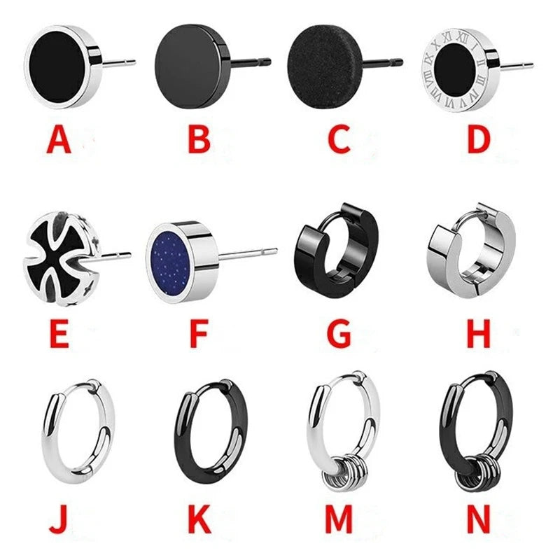 Classic Men's Stainless Steel Earrings Men's and Boys' Earrings Punk Gothic Earrings