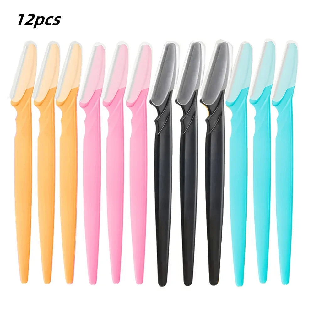 30/12/10 Pcs Random Color Set Multipurpose Eyebrow Razor Tools And Facial Razor With Precision Cover,Safety