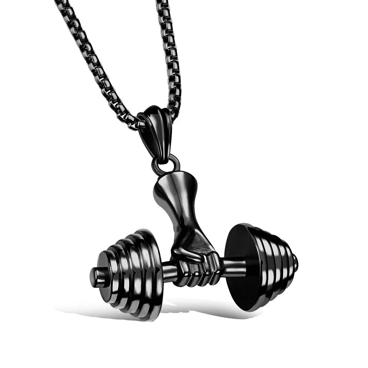 Stainless Steel Barbell Dumbbell Pendant Men's Fitness  Gym Casual Sports Jewellery