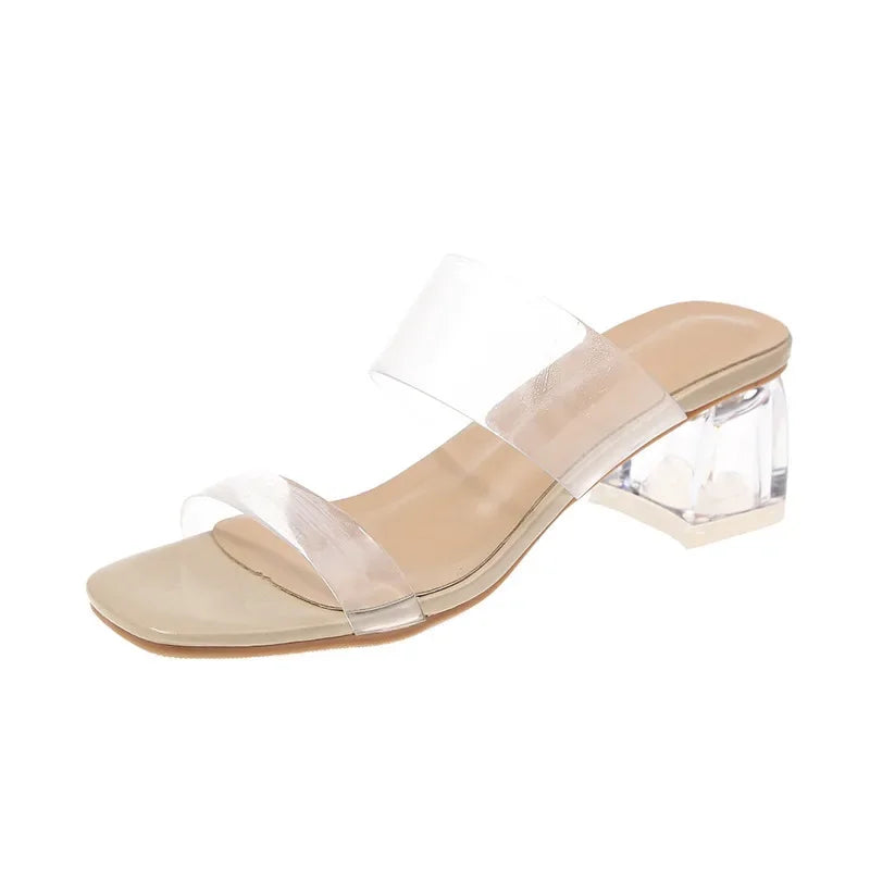 Women Pumps Sandals PVC Jelly Slippers Open Toe High Heels Women Transparent Perspex Slippers Shoes Heel Clear Sandals