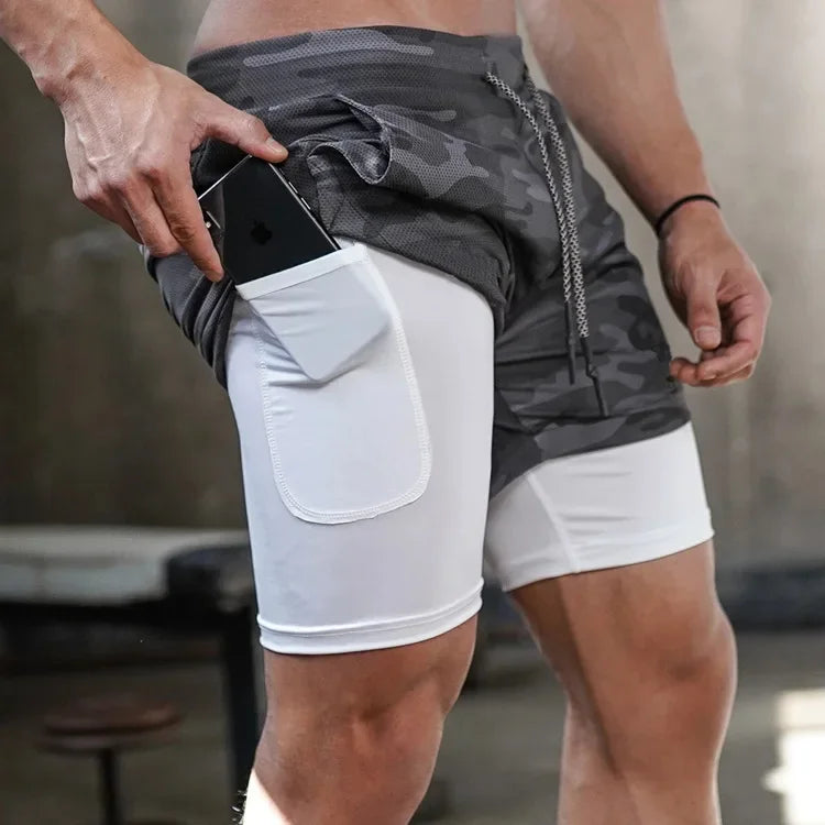 Running Shorts Men Gym Sports Shorts 2 In 1 Quick Dry Workout Training Gym Fitness Jogging Short Pants Summer Men Shorts