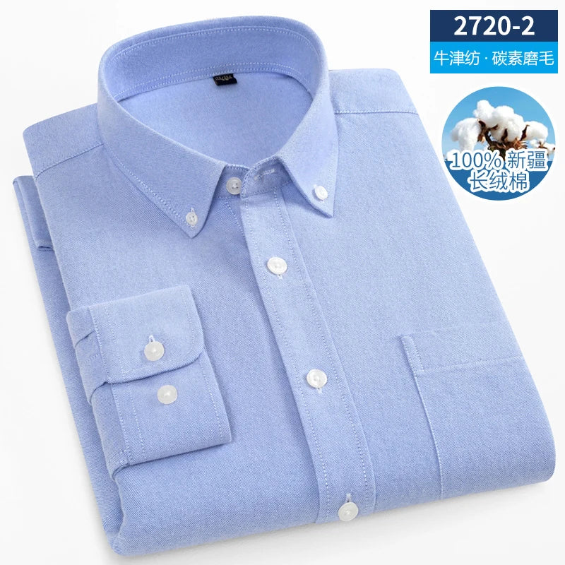 Pure Cotton Flannel Soft Regular-fit Long Sleeve Brushed Shirt Single Pocket Comfortable Casual Solid Color Shirts