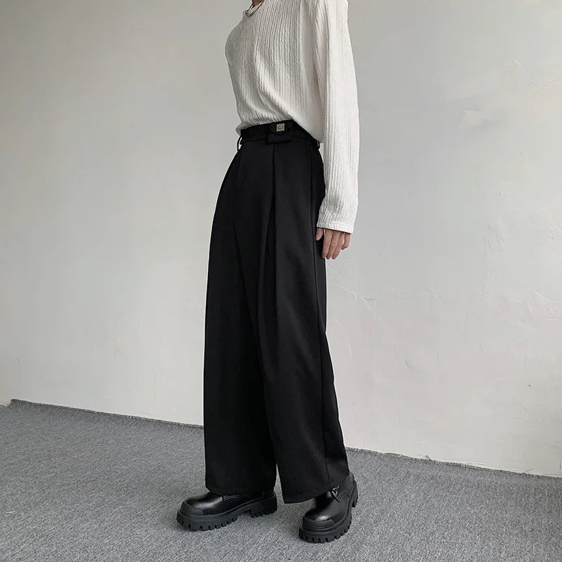 Black Suit Pants Men Fashion Social Mens Dress Pants Korean Loose Oversized Wide Leg Pants Mens Formal Trousers