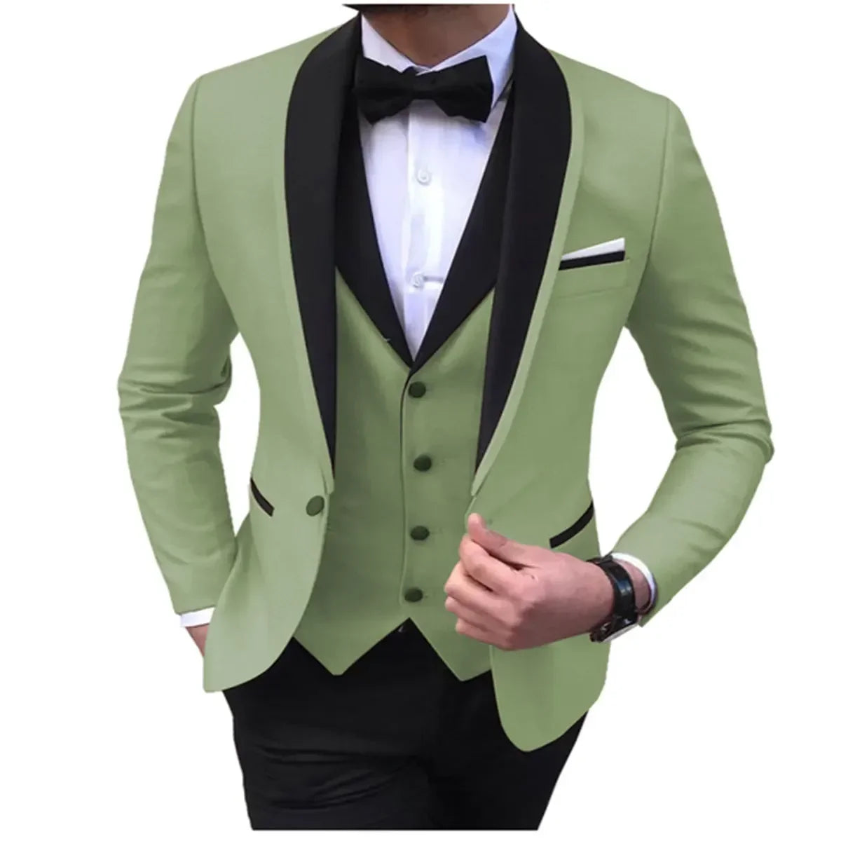 Mens Suits Men 3 Piece Tuxedos (Blazer+Vest+Pant)