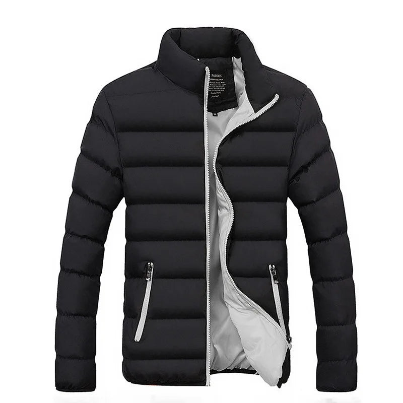 New Winter jacket Long sleeve cotton-padded zipper men's stand-up collar