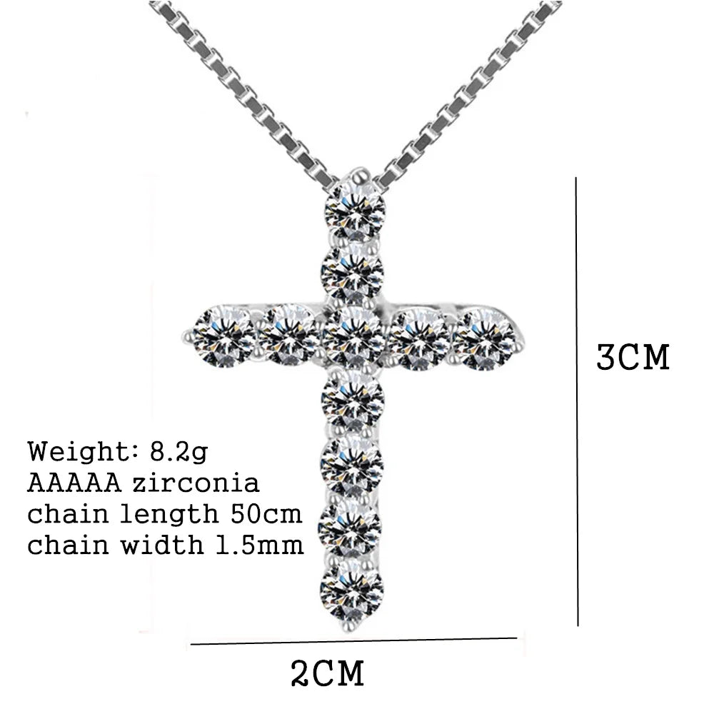 16-24inches 925 Sterling Silver Necklace Box chain Shiny crystal classic cross Pendant For Women men Fashion Jewellery Gifts